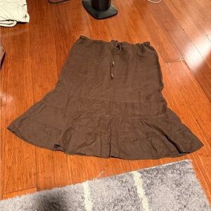 Merona Chocolate Brown Midi Skirt Linen size 10